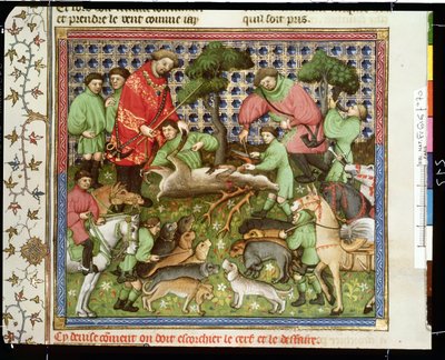 Cutting up a Dead Stag, from the Livre de la Chasse by Gaston Phebus de Foix by French School